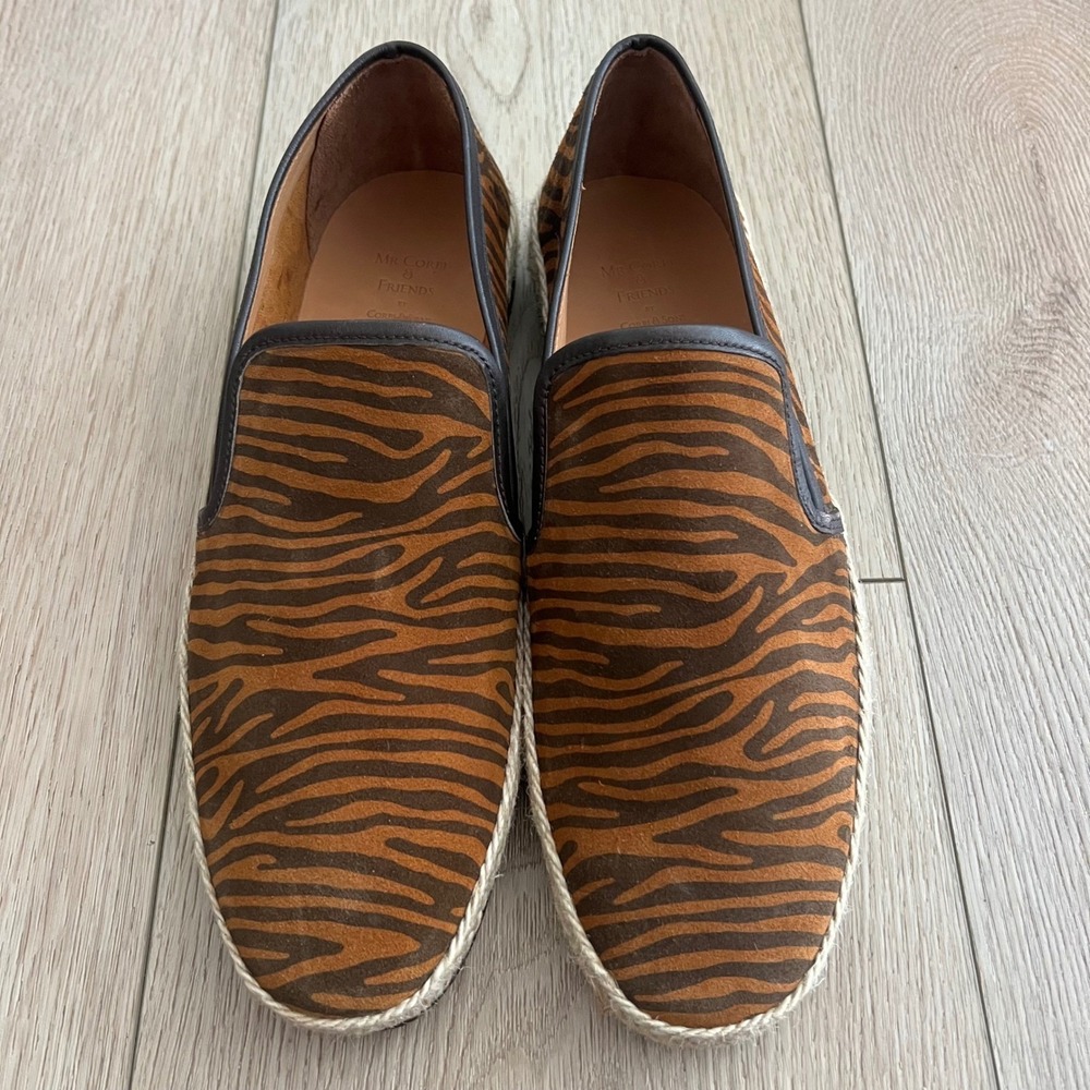 Corbi & Sons NWOB Mr Corbi & Friends Tiger Print Suede Espadrille Loafers Men 43